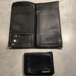 A & K black leather case ID holder & free wallet